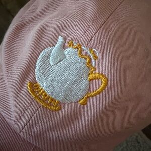 Pink Embroidered Mrs. Potts Disney Teapot Baseball Cap